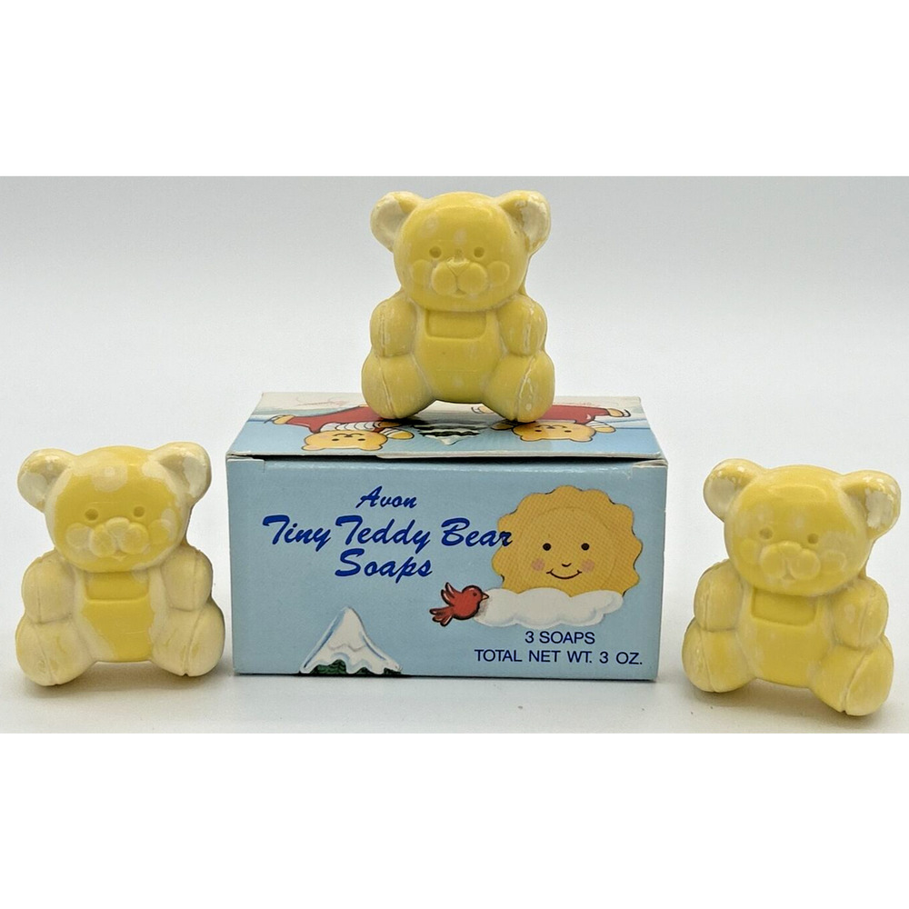 1988 Vintage Avon Tiny Teddy Bear Soaps Set of‎ 3 New in Box SKU U192